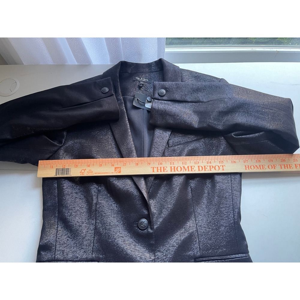 Rag & Bone Women Black Metallic Razor Jacket Virgin Wool Blazer 4 New $595 - Picture 9 of 10
